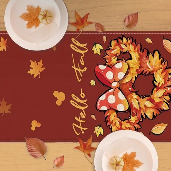 13x72 Table Runner Disney Minnie Mickey Mouse Fall thanksgiving Mantel Scarf - Picture 3 of 4